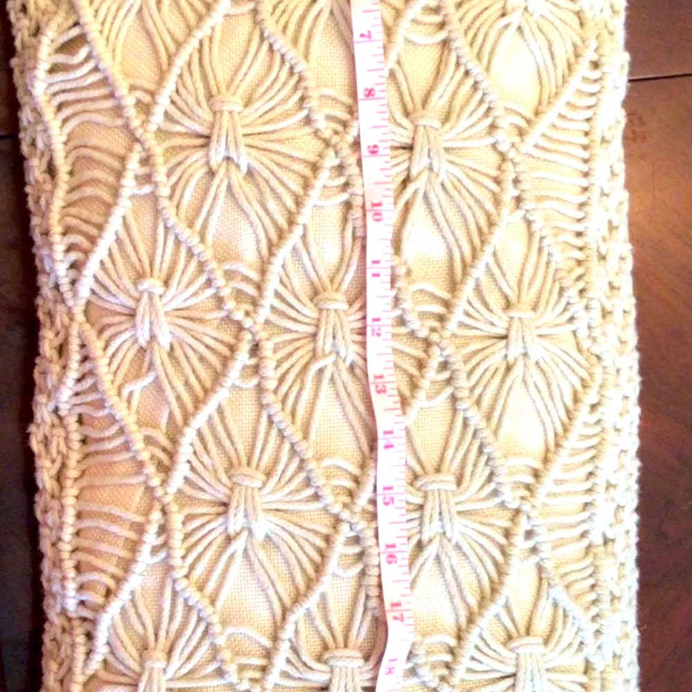 Boho Farmhouse Macrame Pillow